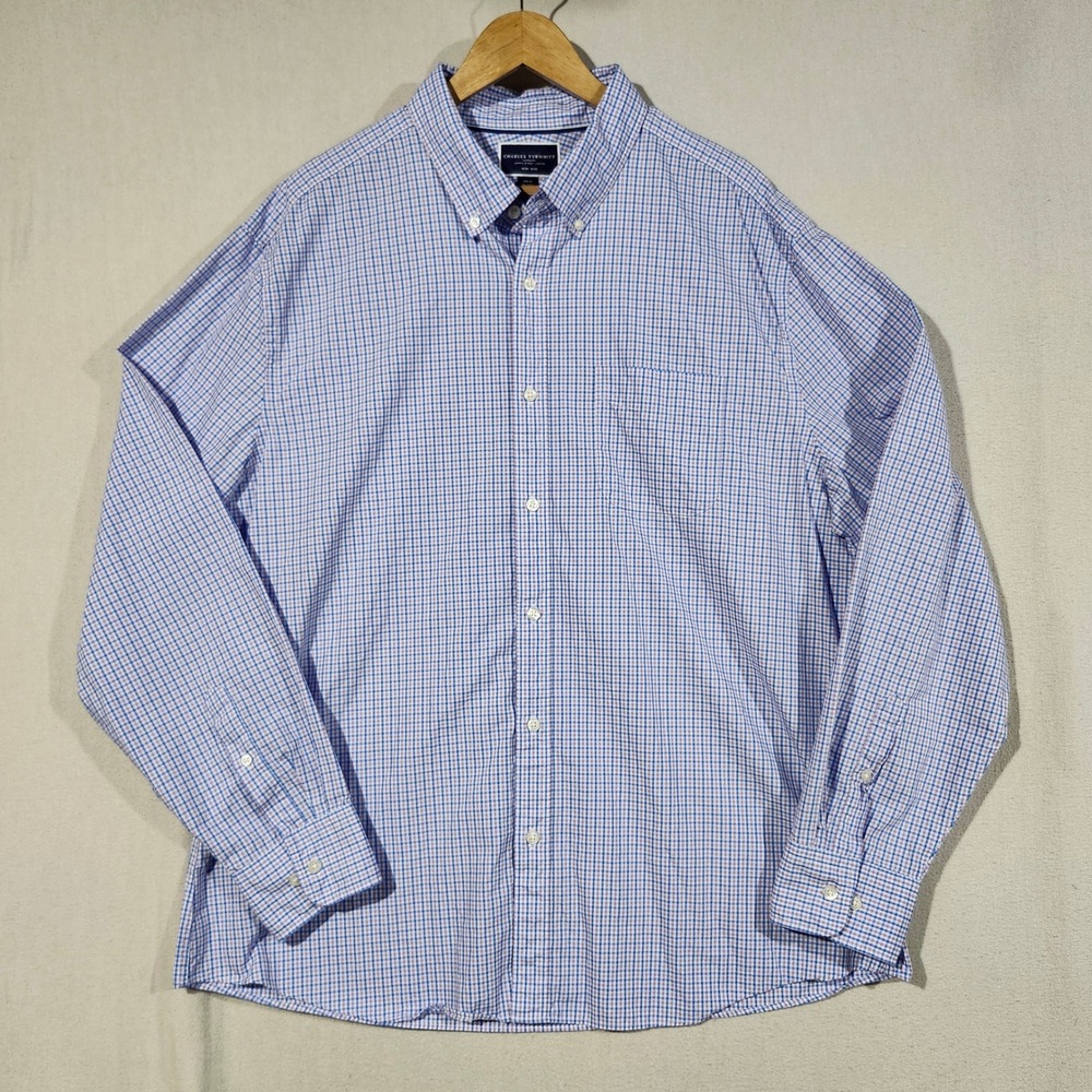 Charles Tyrwhitt Slim Fit Non Iron Gingham Shirt Mens XXL Blue Purple Check